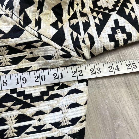 FRNCH Jacket Women’s M/L Black, Ivory and Gold Geometric Zip Up - Picture 6 of 7